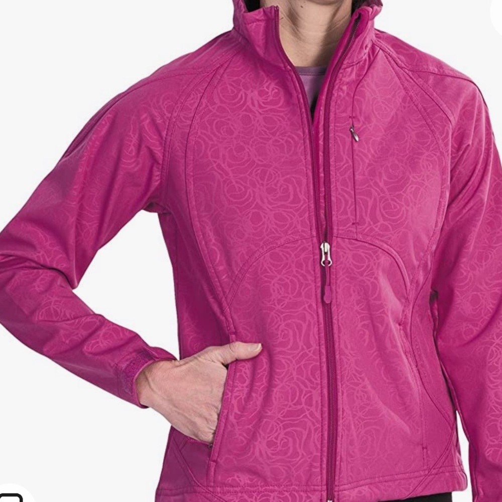 Double Diamond Ski Jacket Magenta with Embossed Blossom Pattern